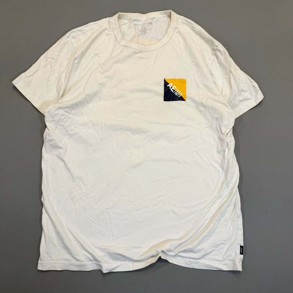 American Eagle Graphic T-Shirt Size L White AE 1977 USA
